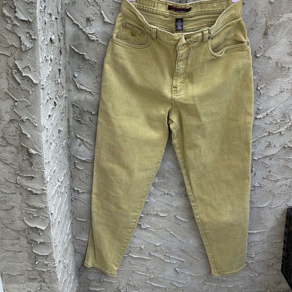 VTG Gloria Vanderbilt Women Army Green Relaxed Jeans Worn 1x Stretch 12